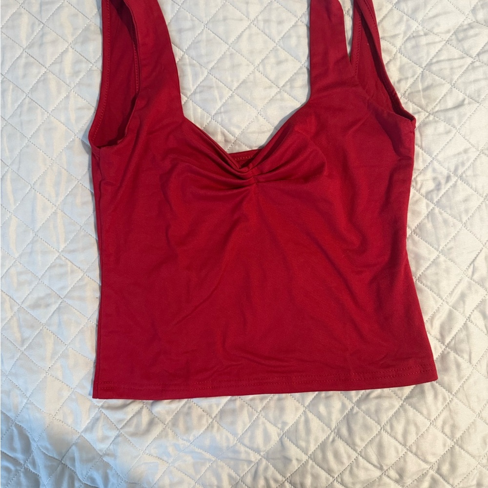 Elegant Red Sleeveless Tank Top